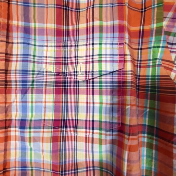 Ralph Lauren Men’s XXL Plaid Shirt Orange Blue Custom Fit Button Down Madras - Picture 4 of 7